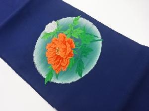 丸文に牡丹模様織出し名古屋帯